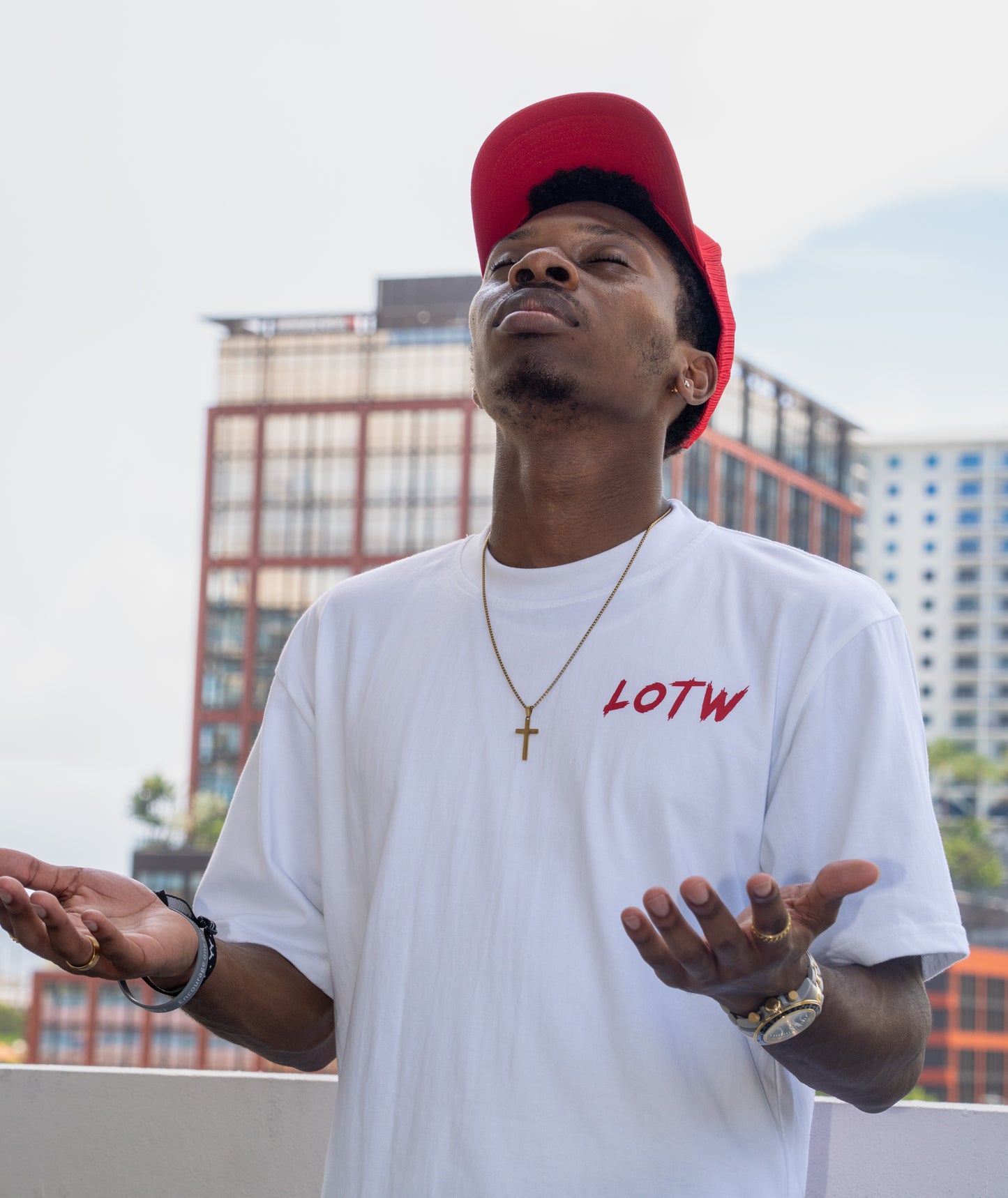 WHITE & RED 'BTL' Tee