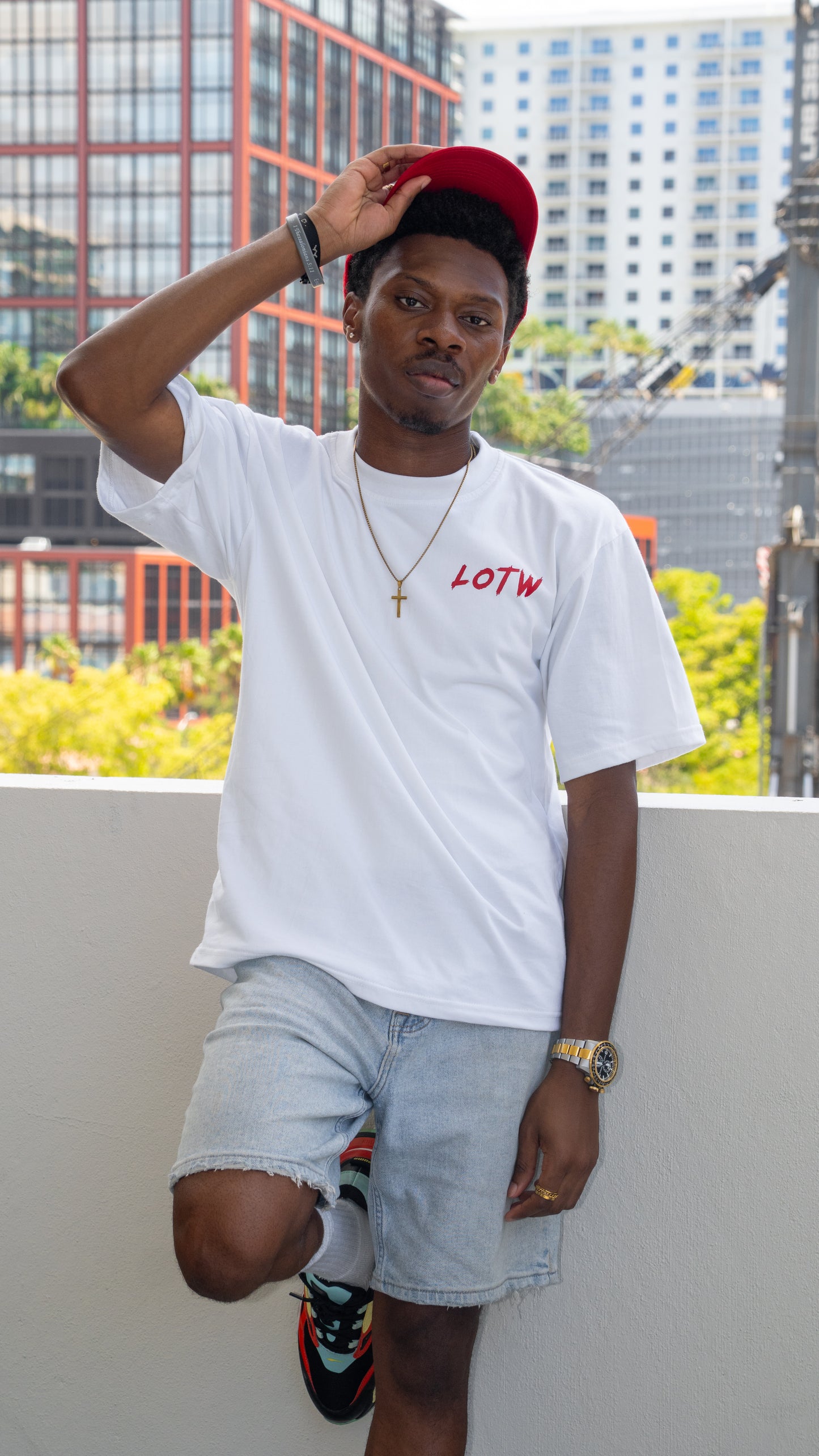 WHITE & RED 'BTL' Tee